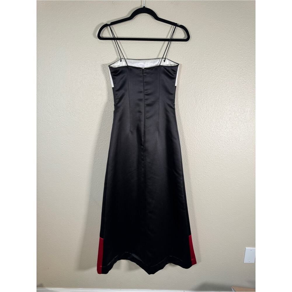 Vintage Jessica McClintock Gunne Sax Black White Red Satin Midi Dress Womens S - Picture 9 of 14